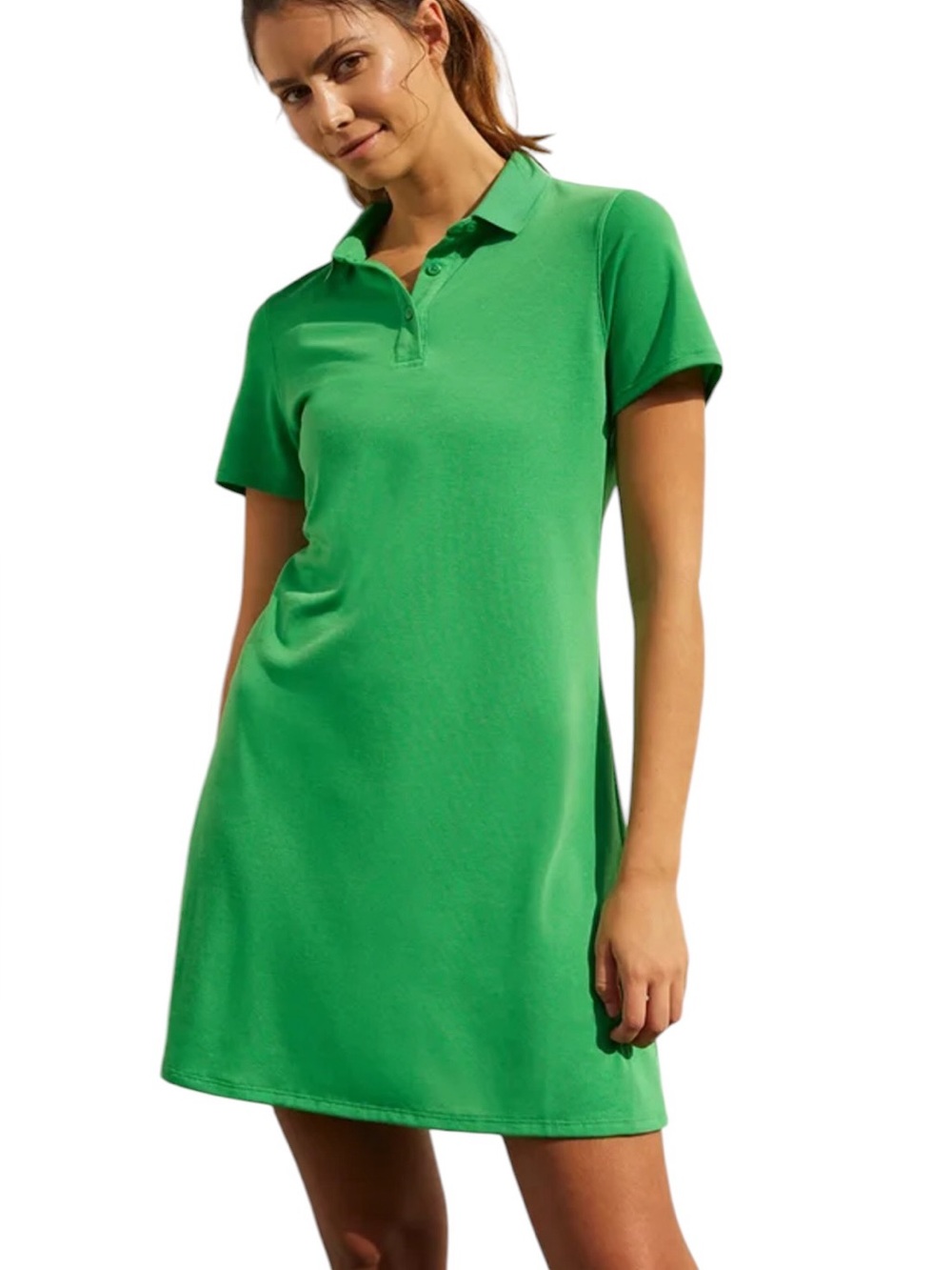NWT Outdoor Voices Birdie Polo Dress Green Short Sleeve Collared Mini Dress XS